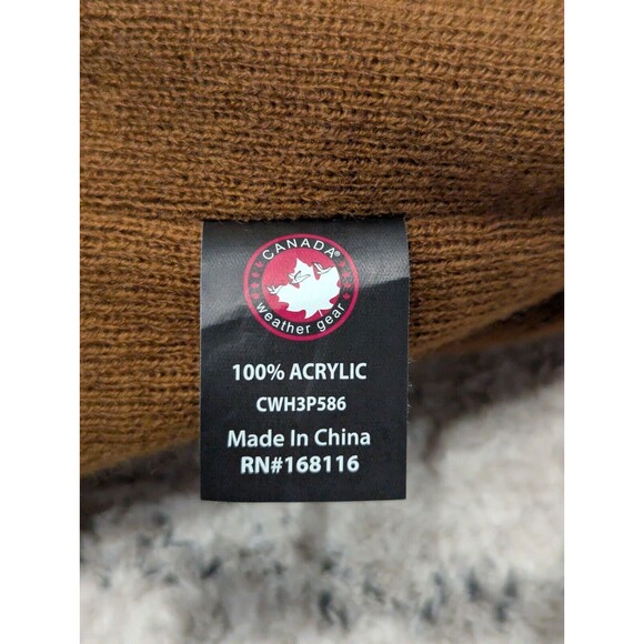CANADA Weather‎ Gear Ribbed Cuffed Knit Beanie Mens OSFA Brown Winter Hat - Picture 5 of 5